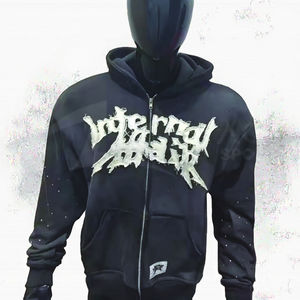 Sweat à capuche surdimensionné 600GSM lourd 100% coton soleil délavé à l'acide broderie en détresse Vintage Streetwear sweat à capuche personnalisé - Product Image 2