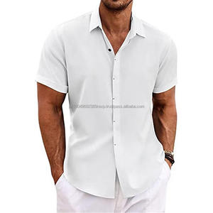Camiseta de manga corta de lino para hombre, camiseta interior holgada, camisa de lino de algodón de manga corta de Color sólido para hombre - Product Image 1