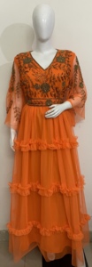 Ready Stock Women's Evening Dress <strong>Long</strong> Sleeves Flare Net <strong>Skirt</strong> Style <strong>Muslim</strong> Eid Celebration Club Party Cocktail Prom Night Wear