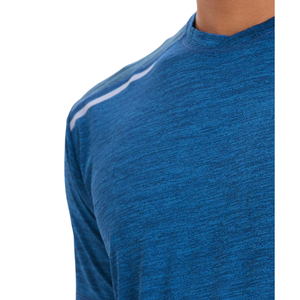 Confortable bleu 100% coton solide tricoté à manches courtes hommes T-Shirt doux respirant et élégant tenue décontracté - Product Image 3
