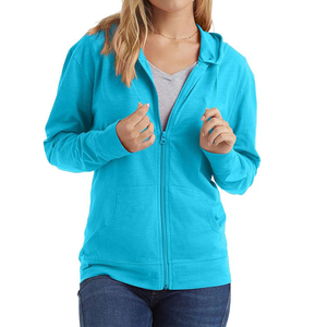 Sudaderas con capucha de manga larga informales de Invierno para mujer personalizadas 2025 con cremallera frontal, la mejor calidad y precio, técnica teñida lisa - Product Image 4