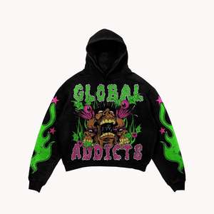 OEM personnalisé 100% sweat à capuche en molleton de coton lourd et surdimensionné pour hommes de haute qualité 80% coton 20% polyester 320 à 360 GSM - Product Image 2