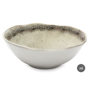 Ciotola in Ceramica Irregolare Rotonda per Servire il Cibo, Modello Afrodite di Excelsa, Design Wabi-Sabi con Smalto Reattivo, Decorazione Digitale Lucida in Rilievo - Product Image 1