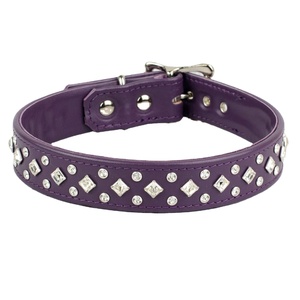 Top Quality Handmade Leather Crystallized Dog Collar With Fancy Crystallized <b>Studs</b> Manufacturer Supplier & Wholesaler - Product Image 1