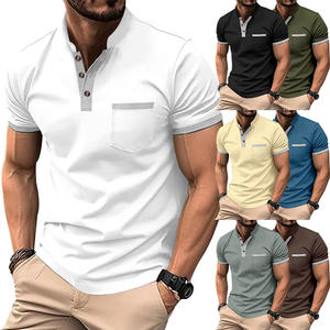 Camiseta de Verano 2026 para Hombre, Manga Corta, Lisa, Estilo Polo con Botones, Color Sólido, Informal - Product Image 6