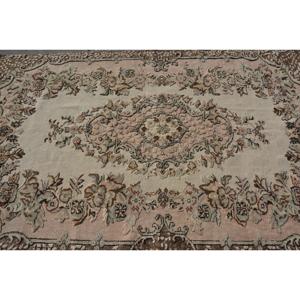 5.5x8.6 ft Vintage Rug, <b>Brown</b> Floral Turkish <b>Wool</b> Rug - Product Image 5