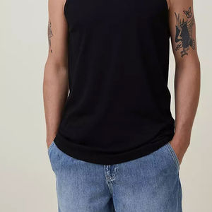 Camiseta sin Mangas de Algodón o Fibra de Bambú para Hombre, Camisetas sin Mangas Hechas a Medida en Pakistán, Calidad Superior, Precio Económico, Camiseta Deportiva Negra para Hombre - Product Image 3