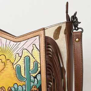 Sac Western Bohème Vintage en Cuir Véritable de Haute Qualité, Sac à Main Tendance en Cuir de Vachette à Bandoulière Unique, Motifs Floraux, Fermeture Éclair, Prix de Gros - Product Image 4