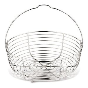 Panier vapeur en acier inoxydable chromé poli de 22 cm, écologique, avec couvercle en silicone, pour cuisinières à gaz et à induction, usage domestique - Product Image 1