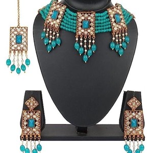 Gargantilla india, collar gargantilla multicolor, gargantilla de Polki, joyería étnica india, collar Kundan, conjunto de joyería nupcial para ella - Product Image 4