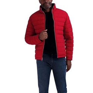 Chaqueta de invierno de manga larga roja de High Street, cortavientos North con logotipo personalizado con cuello levantado y capucha, chaqueta acolchada cálida gruesa - Product Image 5