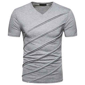 Verano nuevo diseño Venta caliente manga corta cuello alto hombres OEM servicio moda 100% algodón camiseta para hombres ajuste suelto - Product Image 1