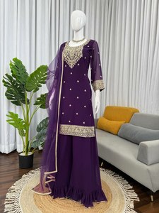 Salwar Kameez de Georgette de Color Morado Brillante, Diseño Elegante y Moderno para Fiestas Nocturnas, Bodas y Eventos Especiales, 2025 - Product Image 3