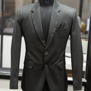 Blazer de smoking noir pour homme, coupe ajustée – Veste de costume formelle à revers en satin pour mariage et soirée - Product Image 1