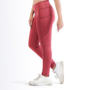 Leggings de sport unisexe de haute qualité pour femme, avec logo personnalisé, taille élastique, respirants, séchage rapide, taille mi-haute, en nylon/spandex - Product Image 2