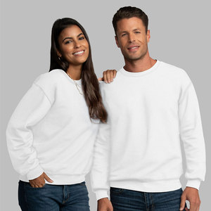 Sudadera blanca de lana con cuello redondo, sudadera gruesa suelta suave básica, Sudadera de cuello redondo de lana - Product Image 1