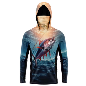 Impresión por sublimación completa OEM Diseño personalizado Manga larga Rendimiento 100% Poliéster Spandex Ropa deportiva Ropa de pesca Camisas con capucha - Product Image 1