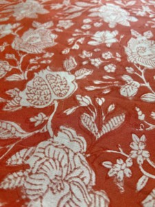 Rust Orange & <b>White</b> Floral Hand Block Printed Cotton Fabric Traditional Indian Artisan Textile - Product Image 5