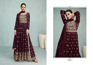 Excelente calidad Nuevo diseñador Diseño moderno Faux Georgette Salwar Traje con bordado de secuencia Trabajo Compras en línea India - Product Image 2