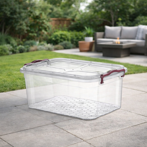 CATEEM Grand bac de rangement multifonctionnel à roulettes en plastique PP transparent durable de 15 L, forme rectangulaire, verrouillable, compatible lave-vaisselle - Product Image 2