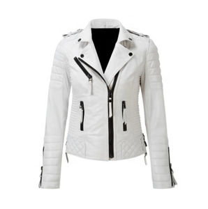 Veste en cuir pour femmes, en cuir véritable, coupe ajustée, tendance, veste en cuir pour moto et course automobile, en provenance du Pakistan - Product Image 3