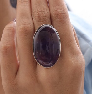 925 sello mejor calidad diseñador sólido anillo de regalo de boda 925 plata esterlina hecha a mano piedra preciosa amatista Spinner anillo joyería - Product Image 2