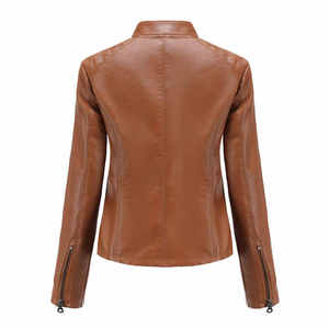 Chaqueta de moda de cuero al por mayor de alta calidad para mujer Oem chaqueta de cuero genuino para mujer - Product Image 3