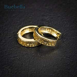 Venta caliente 925 Plata esterlina 18K Oro Esqueleto Llave griega Pendientes de Aro para hombres - Product Image 5