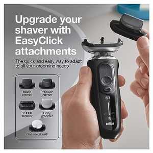 Afeitadora Eléctrica Recargable Inalámbrica Negra para Hombre, Sistema de Limpieza IPX7, Afeitadora de Cinco Cuchillas para Uso en Seco y Húmedo, Ideal para Autocaravanas - Product Image 3