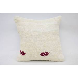 หมอนถักเส้นใยขนสัตว์สีขาว14x14นิ้วที่สง่างามมีการตกแต่งด้วยเทคนิคการทอผ้าแบบวินเทจ - Product Image 1