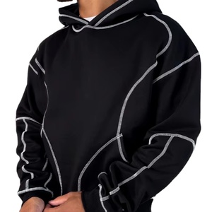 Conjunto de Sudadera con Capucha y Pantalones Acampanados de Felpa Gruesa Transpirable 100% Algodón con Logo Casual para Invierno - Product Image 2