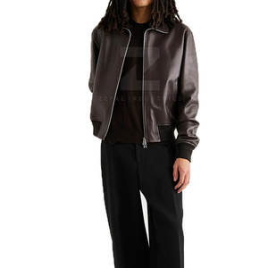 Chaqueta Bomber de Cuero de Invierno de Alta Calidad en Oferta, para Hombre, con Cuello Alto, Logotipo Frontal, Transpirable, Ecológica, Impermeable y Personalizable - Product Image 2