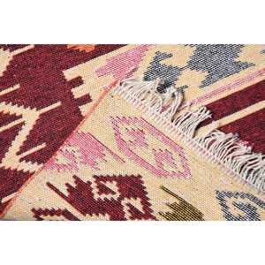 Tapis de 2,9 x 4,1 pieds, tapis turc vintage, tapis en laine à carreaux rouge beige - Product Image 4