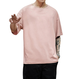 เสื้อยืดทางการเข้ารูปปกติสำหรับผู้ชายเสื้อยืดผ้าฝ้าย100% ถักแขนสั้นวินเทจเสื้อยืดซักได้สำหรับทุกเพศ - Product Image 5