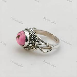Handmade Pink <b>Turquoise</b> <b>Ring</b>, 925 Sterling Silver, Boho Jewelry - Product Image 5