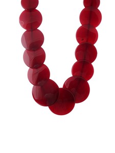 สร้อยคอเรซิ่นสีแดงลูกปัดกลมแบนหนาและหนาเครื่องประดับทำด้วยมือสร้อยคอแฟชั่นสำหรับผู้หญิงและเด็กผู้หญิง - Product Image 3