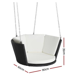 Gardeon Porch Swing Chair Made Of Rattan With <b>Cushion</b> Can accommodate one <b>person</b> or up to 150 kg for indoor or outdoor use. - Product Image 5