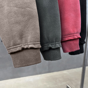 Men's Zip Up Hoodies Y2k Distressed Washed Oversize <b>Cardigan</b> Hoodie Plus Plush Tie-dye Fraying Hooded Sweatshirt Autumn Winter - Product Image 2