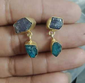 ต่างหูทองเหลืองชุบทอง18K คุณภาพสูงพร้อมพลอยควอตซ์สีฟ้าโทแพซเครื่องประดับแฟชั่นแบบห้อยจากผู้ผลิตที่เชื่อถือได้ - Product Image 6