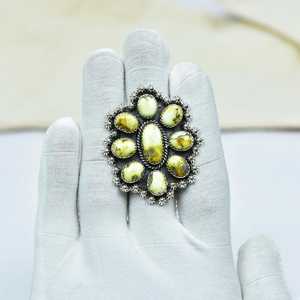 Palomino Turquoise in 925 Sterling Silver <b>Ring</b> Handmade Gemstone Long Cluster <b>Ring</b> Adjustable <b>Statement</b> <b>Ring</b> for Women - Product Image 2