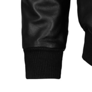 Veste noire à capuche amovible en cuir pour hommes avec design personnalisé et logo zip fermer poitrine une poche et zip - Product Image 6