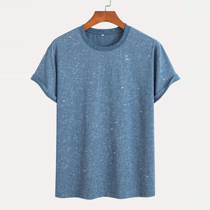 Men <b>Rhinestone</b> T Shirt Stylish Casual <b>Top</b> Summer Loose Fit Soft Cotton Comfortable Material - Product Image 1