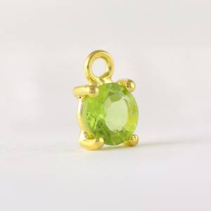 Couper pierre broche vert péridot Solitaire diamant délicat bijoux broche ensemble rond bijoux de mode pendentifs - Product Image 3