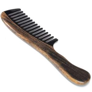 Peine de Cuerno de Búfalo de Dientes Anchos, Antiestático, para Barba y Cabello, con Mango de Madera, Herramienta de Aseo Natural, Duradera y Suave - Product Image 1