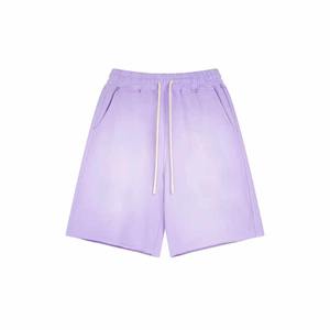 Pantalones cortos de felpa francesa de algodón pesado para hombre, ropa de calle con bordado desgastado, pantalones cortos de cintura doble lavados con ácido - Product Image 5