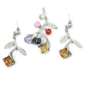 ชุดต่างหูเงินประดับพลอยรูปดอกไม้สำหรับผู้หญิง-ไอเดียของขวัญ - Product Image 1