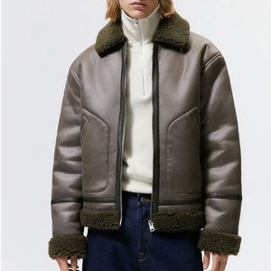 Chaqueta de Cuero Sintético con Forro de Borrego, Diseño de Fábrica, Nueva Llegada, Precio de Mayoreo, Chaqueta de Motociclista Moderna para Hombre - Product Image 1