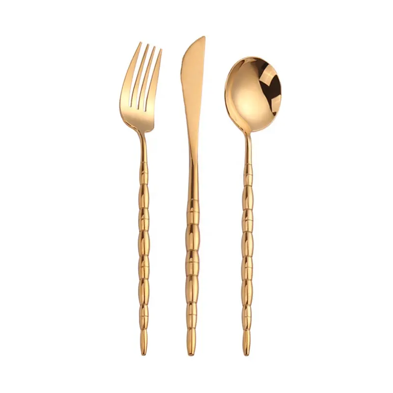 Set di posate in metallo per prodotti essenziali da cucina con manico rotondo Set di posate in metallo per decorazioni per vetrine di alta tendenza per la decorazione della tavola