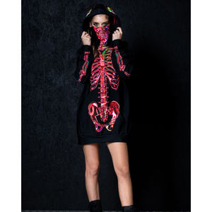 Streetwear logotipo personalizado calavera Halloween Sudadera con capucha de gran tamaño esqueleto Grueso Completo Zip Up sudaderas con capucha hombres - Product Image 2