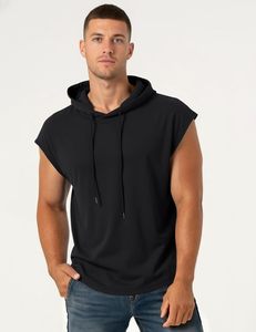Sudadera con Capucha de Algodón para Hombre, Estilo Casual, Holgada, Tejida, Ligera, Transpirable, Ecológica, con Cordón, Suave, Estilo Urbano - Product Image 1
